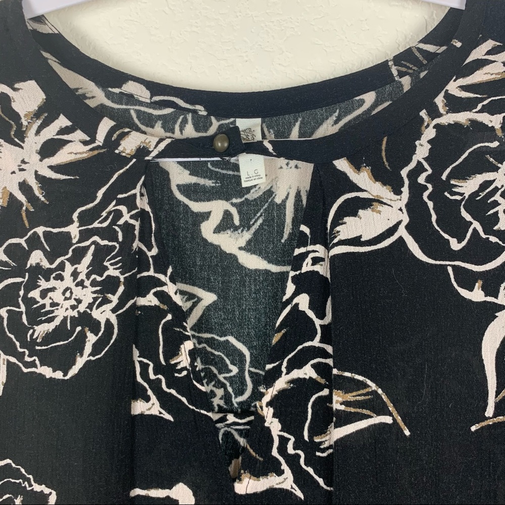 Free People | Black Floral Foil Swing Dress - Picture 4 of 7